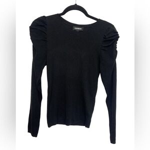 Express Black Long Sleeve Top with Puff Sleeves